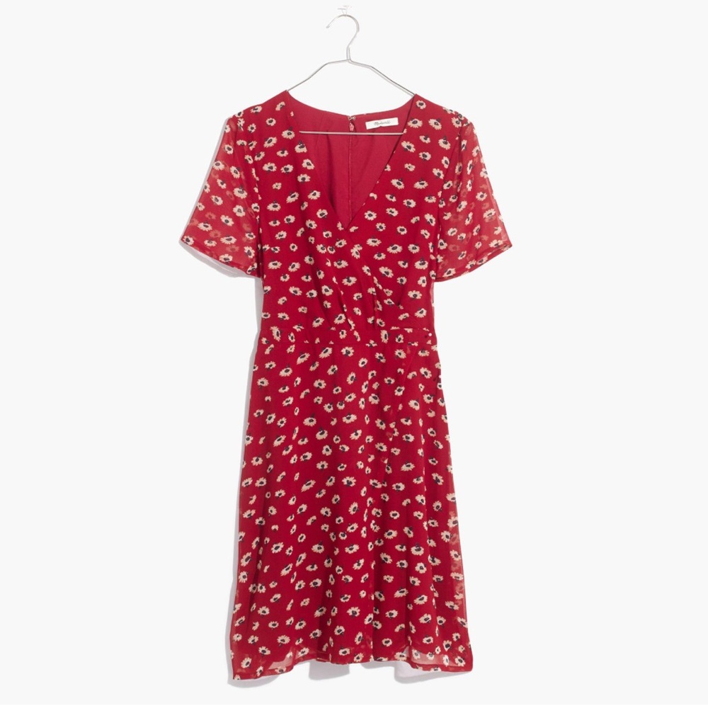 Madewell Wrap Style Dress in Red Seattle Floral